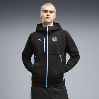 Puma Felpa con cappuccio e zip Olympique de Marseille PUMATECH da uomo, Abbigliamento, Nero, 3XL