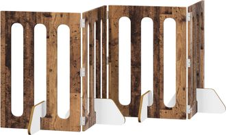 vidaXL Valla Plegable Para Mascotas 4 Uds. Madera De Roble Vidaxl