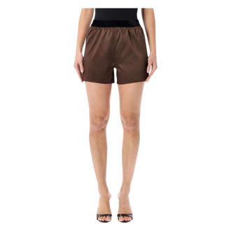 Tom Ford Stretch Silk Satin PJ Shorts - Dames - Bermuda - Bruin - M - Satijn - Korte Broeken