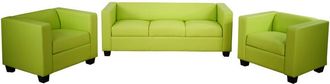 Hhg Hhg - 3-1-1 Conjunto Sof&aacute; Conjunto Sof&aacute; Lounge Lille, Polipiel, Verde Claro