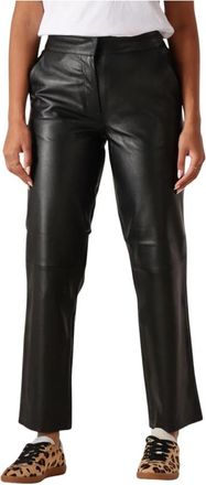 Y.A.S Leren Broek - Dames - Leren Broeken - Zwart - M - Leer - Broeken
