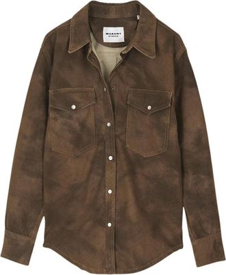Isabel Marant Karima Faux Leather Shirt - Dames - Zomerjassen - Bruin - XS - Leer - Jassen