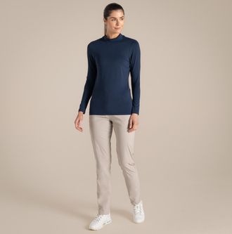 Craghoppers Dames/Dames Nosilife Mock Neck Golf T-shirt met lange mouwen (Blauwe Marine)