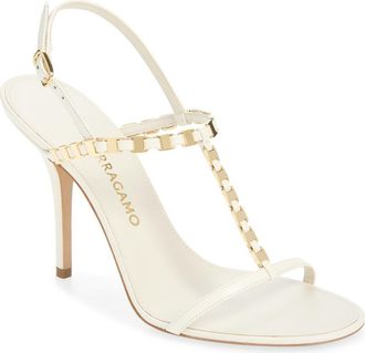 Ferragamo Estea Slingback T-Strap Sandal in Florence Mascarpone at Nordstrom, Size 8.5
