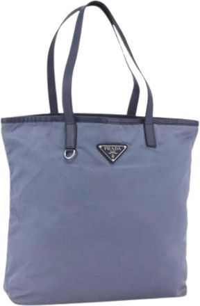 Prada Pre-owned Tote Bags, female, Blue, Size: ONE SIZE Pre-owned Vintage Nylon Tote Bag