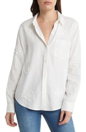 Rails Ingrid Floral Appliqu&eacute; Button-Up Shirt in White Daisy Applique at Nordstrom Rack, Size Medium