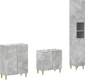 vidaXL Juego De Armarios De Ba&ntilde;o De 3 Piezas Arnhem Gris Hormig&oacute;n Vidaxl