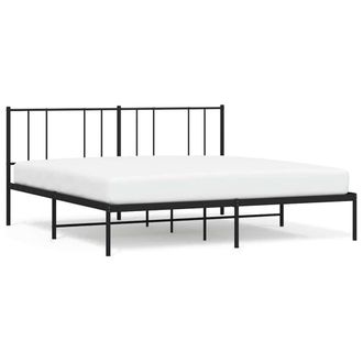 Berkfield Home Metal Bed Frame with Headboard Black 193x203 cm