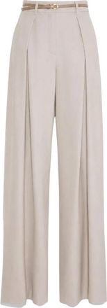 Max Mara Aere Wijde Broek - Dames - Wijde Broeken - Beige - S - Wol - Broeken