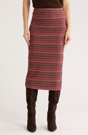 Daniel Rainn Crochet Stripe Midi Skirt in Burgundy at Nordstrom Rack, Size Medium