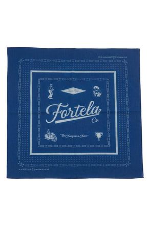 Fortela Printed Logo Cotton Bandana in Indaco at Nordstrom