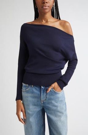 Ramy Brook Chance Wool Off the Shoulder Sweater in Navy at Nordstrom Rack, Size Small