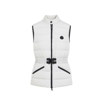 Moncler White Quilted Mock Collar Jacket