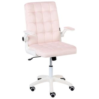 Beliani Silla De Oficina Con Altura Y Reposabrazos Ajustables Giratorio Respaldo Inclinable Terciopelo Rosa Pastel Dandy