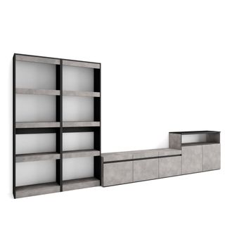 Skraut Home Skraut Home - Muebles De Sal&oacute;n Para Tv, Conjunto De Muebles Comedor, 370x186x35cm, Para Tv Hasta 65, Mueble Televisi&oacute;n, Estilo Moderno, Gris Cemento