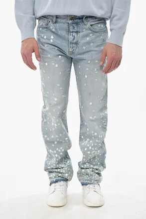 Amiri Jeans Ricamo Floreale all-Over Con Orlo Sfrangiato 21cm Amiri