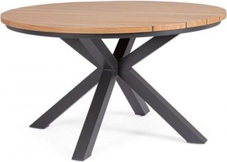 Konte Design Mesa redonda efecto madera y estructura de aluminio antracita ø130cm