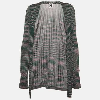 M Missoni Green/pink Knit Open Front Cardigan