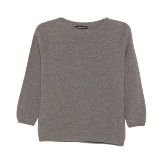 Fabiana Filippi Ronde hals gebreide kleding - Dames - Ronde hals truien - Bruin - XS - Truien & Vesten