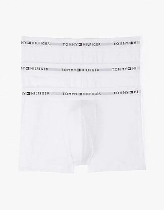 Tommy Hilfiger Mens Tommy Hilfiger 3 Pack Mens Contrast Trunks - White/White/White - Size: 35/34/32/9.5/13/12.5/12/11.5/11/9/16/15.5/15/14.5/14/13.5/10.5/10