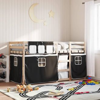 Berkfield Home Bunk Bed without Mattress White&Black 90x200 cm Solid Wood Pine in Black