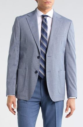 Calvin Klein Houndstooth Two-Button Sport Coat in Light Blue at Nordstrom Rack, Size 40 Regular