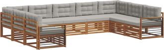 vidaXL Conjunto De Sof&aacute;s De Exterior 9 Uds. Gris Natural Y Claro Vidaxl