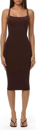 Naked Wardrobe Scoop Neck Midi Dress in Dark Chocolate at Nordstrom, Size X-Small