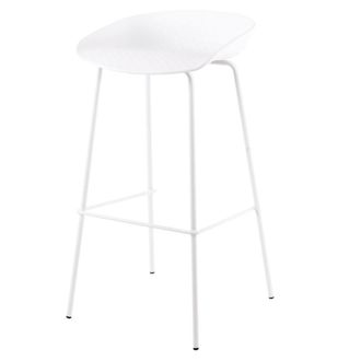 Koketto Home Taburete alto de cocina de polipropileno con patas de metal blanco