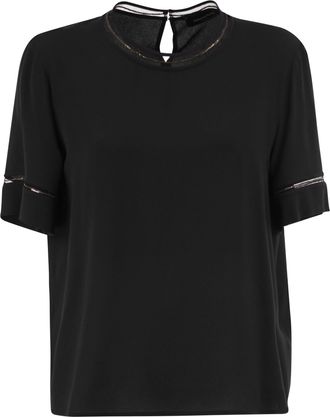 Fabiana Filippi Blusa De Crep&eacute; De Seda Y Acetato Con Ribetes Bordados