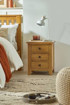 Julian Bowen Marlborough 3 Drawer Bedside Table in Light Oak