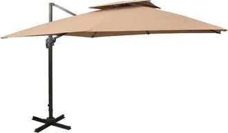 vidaXL Sombrilla De Jard&iacute;n Voladiza Con Doble Techo 300x300 Cm Color Topo Vidaxl