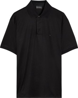 Emporio Armani Logo-embroidered Lyocell and Cotton-blend Polo Shirt - Black - Xxl