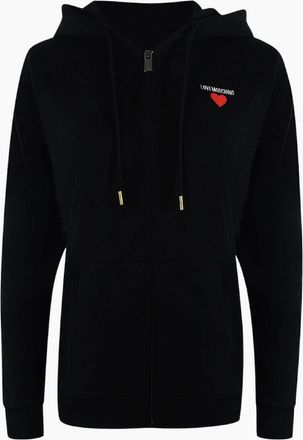 Love Moschino Womens Love Moschino Small Bold Heart Logo Black Zip Hoodie - Size: 18/16