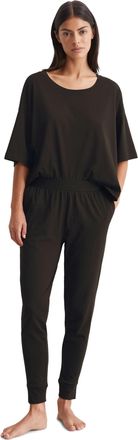 Marc O'Polo Loungehose MARC OPOLO Mix & Match Cotton-Woven, Damen, Gr. XL, N-Gr, schwarz, Single Jersey, Obermaterial: 100% Baumwolle, meliert, regular fit lang, 
