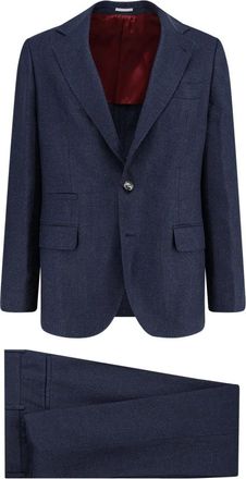 Brunello Cucinelli Single Breasted Suit - Heren - Business pakken - Blauw - L - Wol - Kostuums