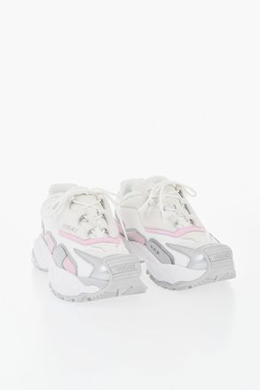 Versace Low Leather And Fabric Color-Block Sneakers Versace