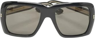 Gucci Pre-owned Glazen Zonnebril - Dames - Vintage Accessoires - Zwart - ONE Size - Leer - Vintage