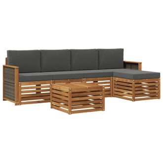 vidaXL Conjunto De Sof&aacute;s De Exterior 6 Pcs Natural Y Antracita Vidaxl