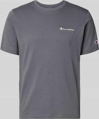 Champion T-Shirt mit Label-Stitchings und Rundhalsausschnitt in Anthrazit, Gr&ouml;&szlig;e XXL