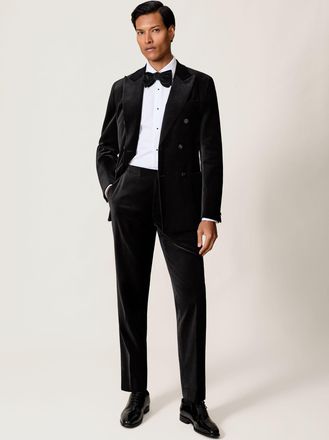 Reiss Black Royale Velvet Slim-fit Suitrousers, 32
