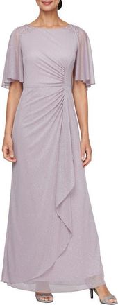 S.L. Fashions Beaded Shimmer Capelet Gown in Mauve at Nordstrom, Size 14P