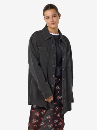 Noisy May Jeansjacke NOISY MAY NMALVA L/S DNM SHACKET AZ387BL NOOS, Damen, Gr. XS, blau (schwarz denim), Denim/Jeans, Obermaterial: 100% Baumwolle, unifarben, o