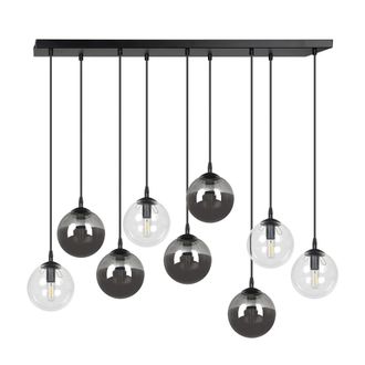 Wonderlamp Regleta de techo estilo vintage con 9 esferas gris y transparente