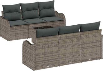 vidaXL Vidaxl - Conjunto de sofá de jardín 7 pcs Gris 55 x 55 x 37 cm Poliratán
