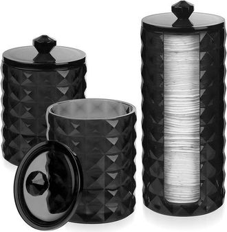 OEM Juego De 3 Soportes Para Bastoncillos De Algod&oacute;n, Caja De Almacenamiento Para Discos De Algod&oacute;n, Organizador De Accesorios De Ba&ntilde;o Y Maquillaje