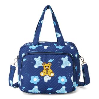 Generic Cute Small Diaper Bag for Mom - Little Bear Cute Pattern Portable Baby Nappy Bag with Adjustable Strap, Multi-Pockets for Travel, Stroller, Weekender 