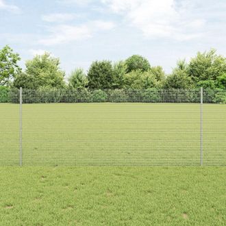 Berkfield Home Welded Wire Fence with 88 U Posts Silver 1x100 m Steel in Grey