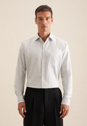 Seidensticker Flanellhemd SEIDENSTICKER Regular, Herren, Gr. XL (43), normale &Auml;rmell&auml;ngen, grau (hellgrau), 100% Baumwolle, gestreift, regular fit, 2-Knopf-Manschet