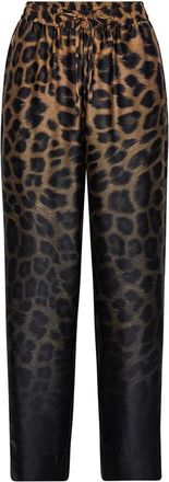 Karmamia Luipaard Gradient Losse Broek met Elastische Taille - Dames - Slim Fit Broeken - Veelkleurig - S - Satijn - Broeken